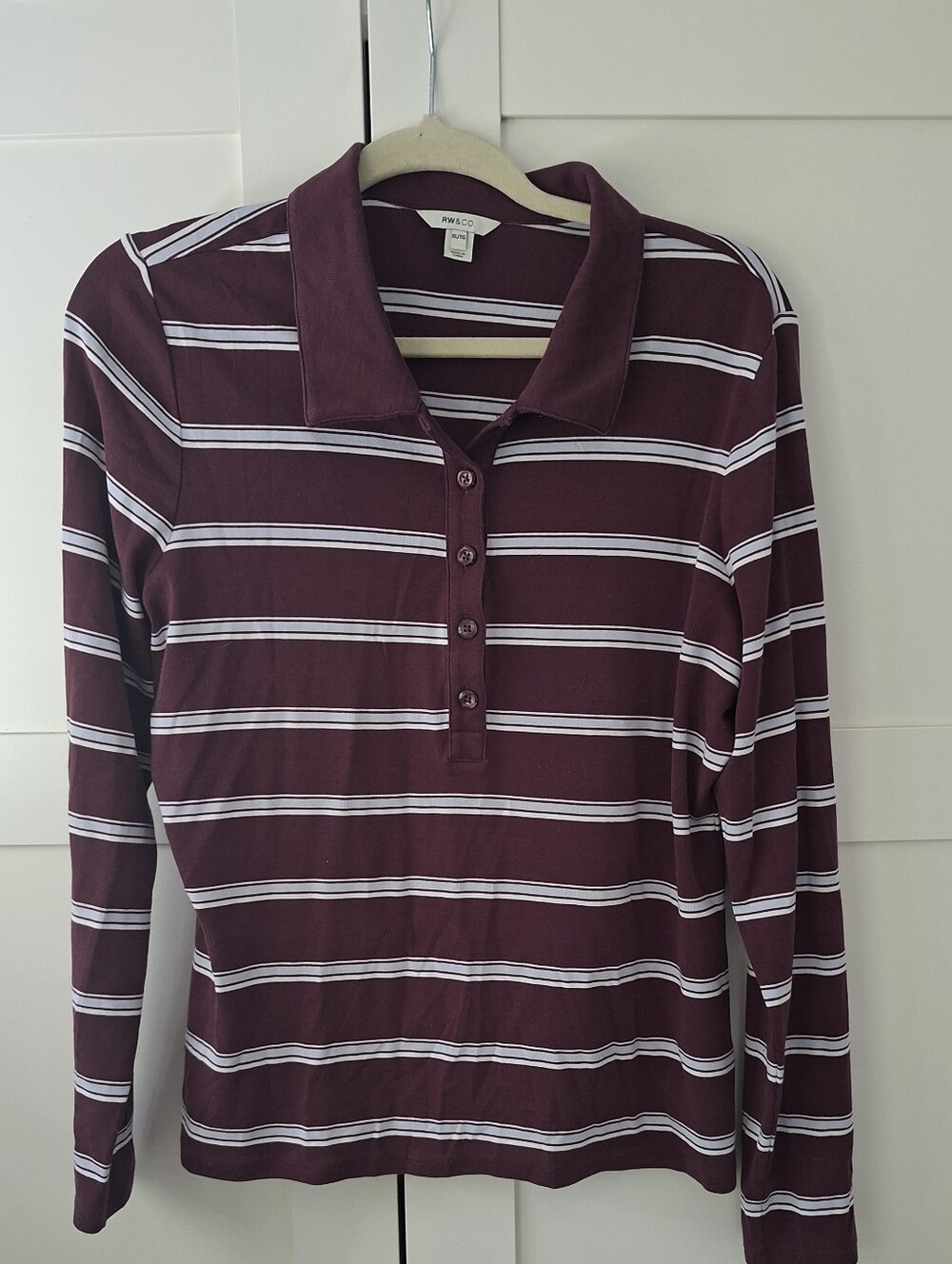 Rw & Co Knit Striped Henley